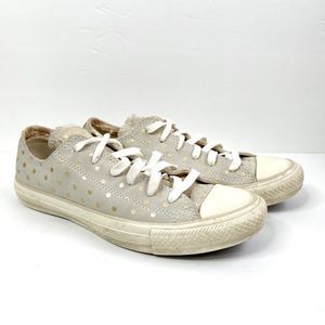 Converse Grey Suede Gold Polka Dot Chuck Taylor Sneakers